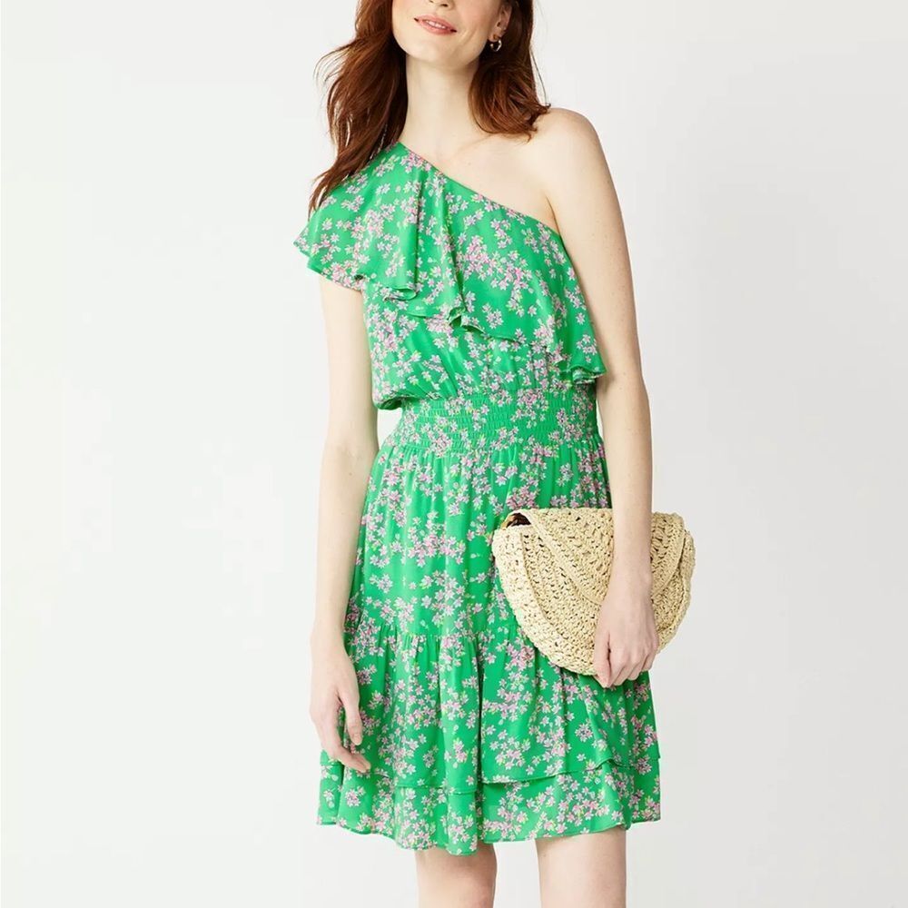 Draper James RSVP One Shoulder Ruffle Dress Women’s XS